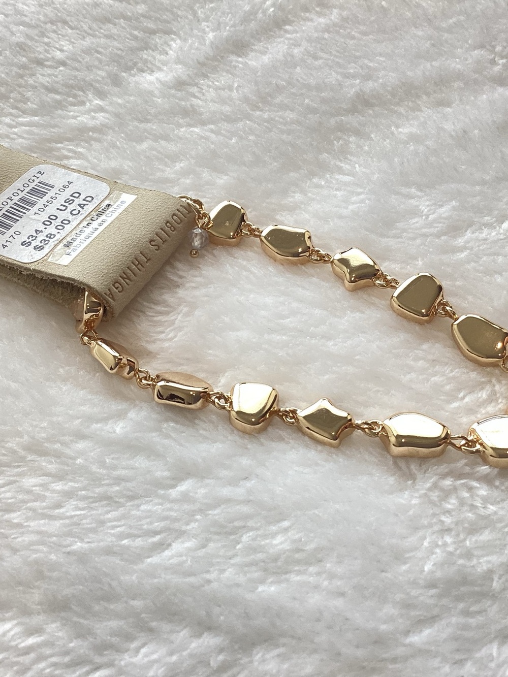 Anthropologie Gold-Plated Bracelet Colorful Stone New Taupe 7” - Picture 6 of 7